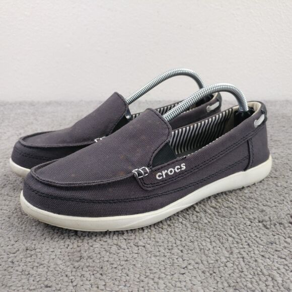 Crocs Walu Canvas Loafer Womens Size 7 Shoes Gray Slip On Casual - Picture 1 of 11